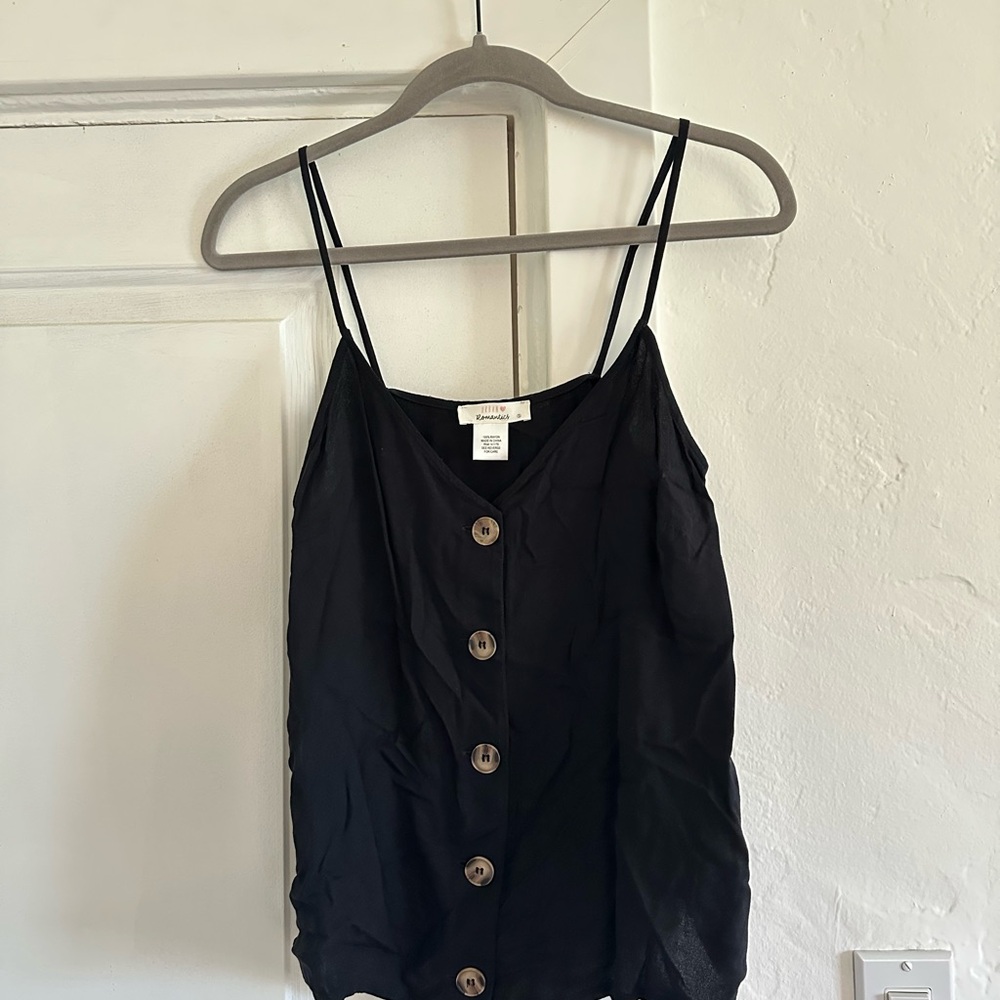 Black Button-Down Tank Top